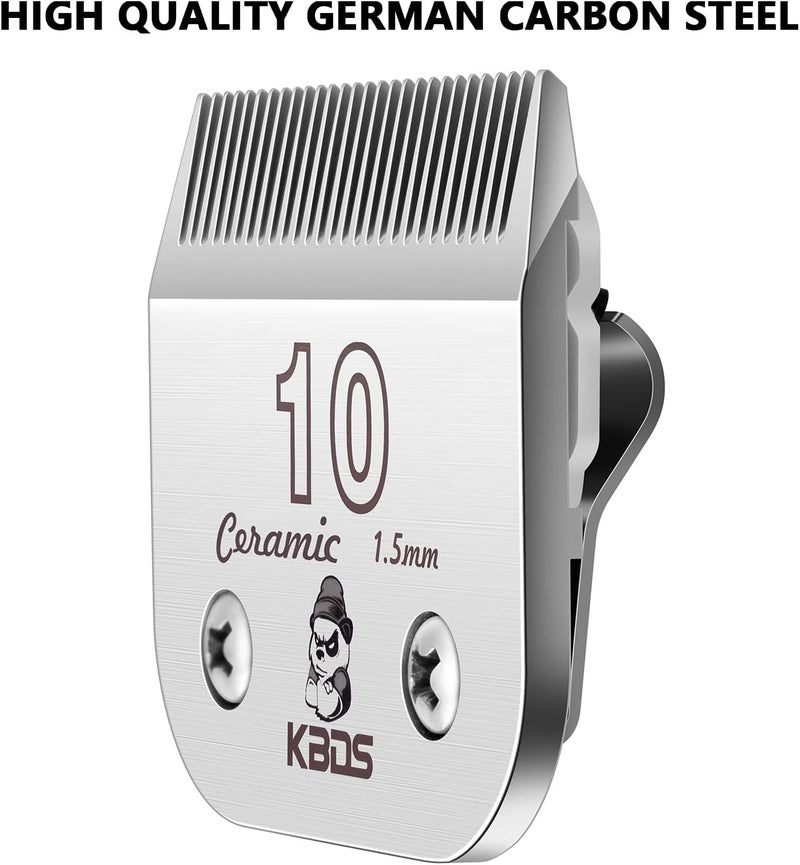 KBDS Detachable Ceramic Pet Clipper Blades,Size-10 Blade Compatible with Most Andis,Oster,Wahl A5 Clippers,Made of Ceramic Blade Cutter and Carbon Steel Blade,1/16'' Inch 1.5mm Cut Length - Image 5